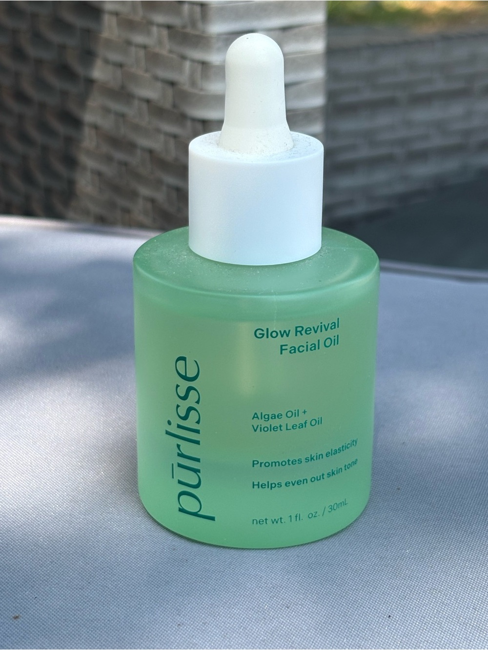 purlisse Glow Revival Facial Oil - Frosted Green Bottle with White Dropper
